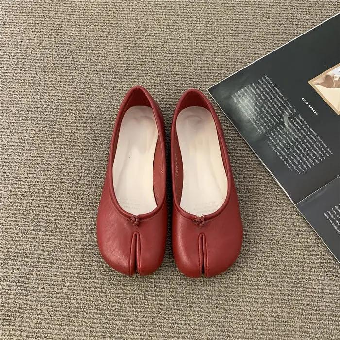 Japansk Stil2025Sko Dame Koselige Skinnballerinaer Splitthov Tå Loafers Femme Mary Jeans Mocasines Damesko