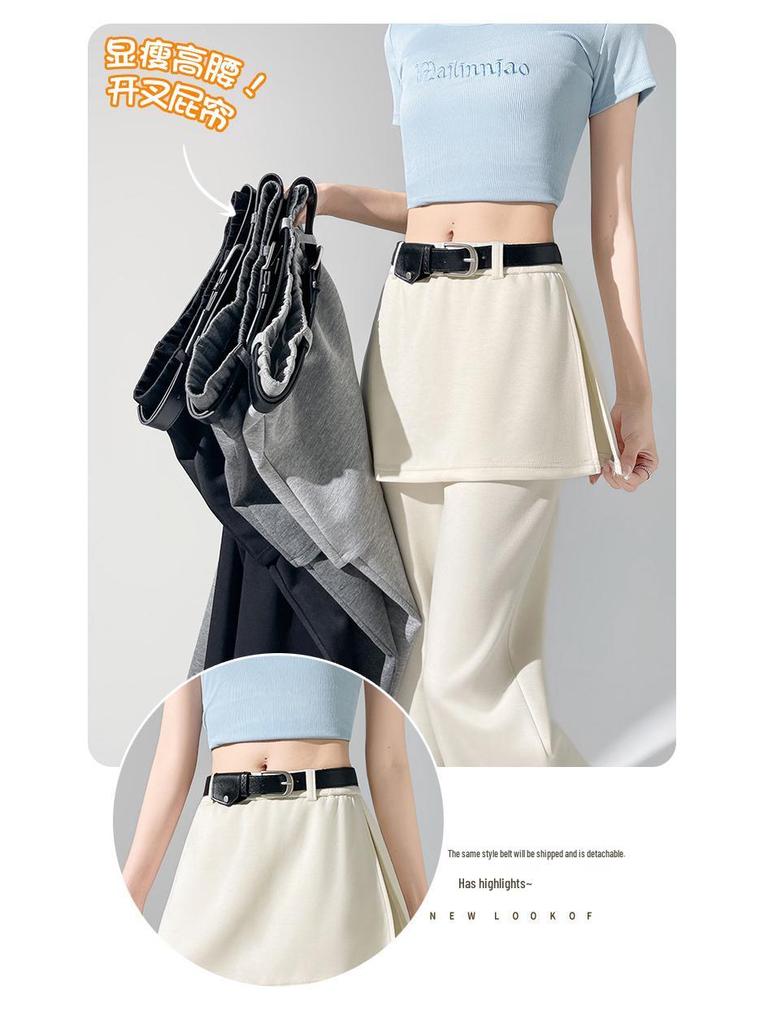 High Waist Micro-Flare Pants: Women's Spring/Summer Slimming Casual Floor-Length Style with Fake Two-Piece Design