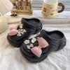 Summer Versatile Girls' Thick-Soled Slippers New Bowknot Camellia Design EVA Croc-style soft-soled non-slip sandals