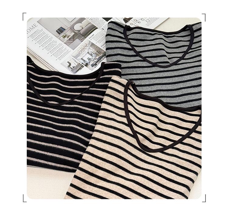 Stunning Striped V-Neck Base Layer Shirt for Women - Long-Sleeve, Autumn 2026 Style, Wear Alone or as Inner Wear