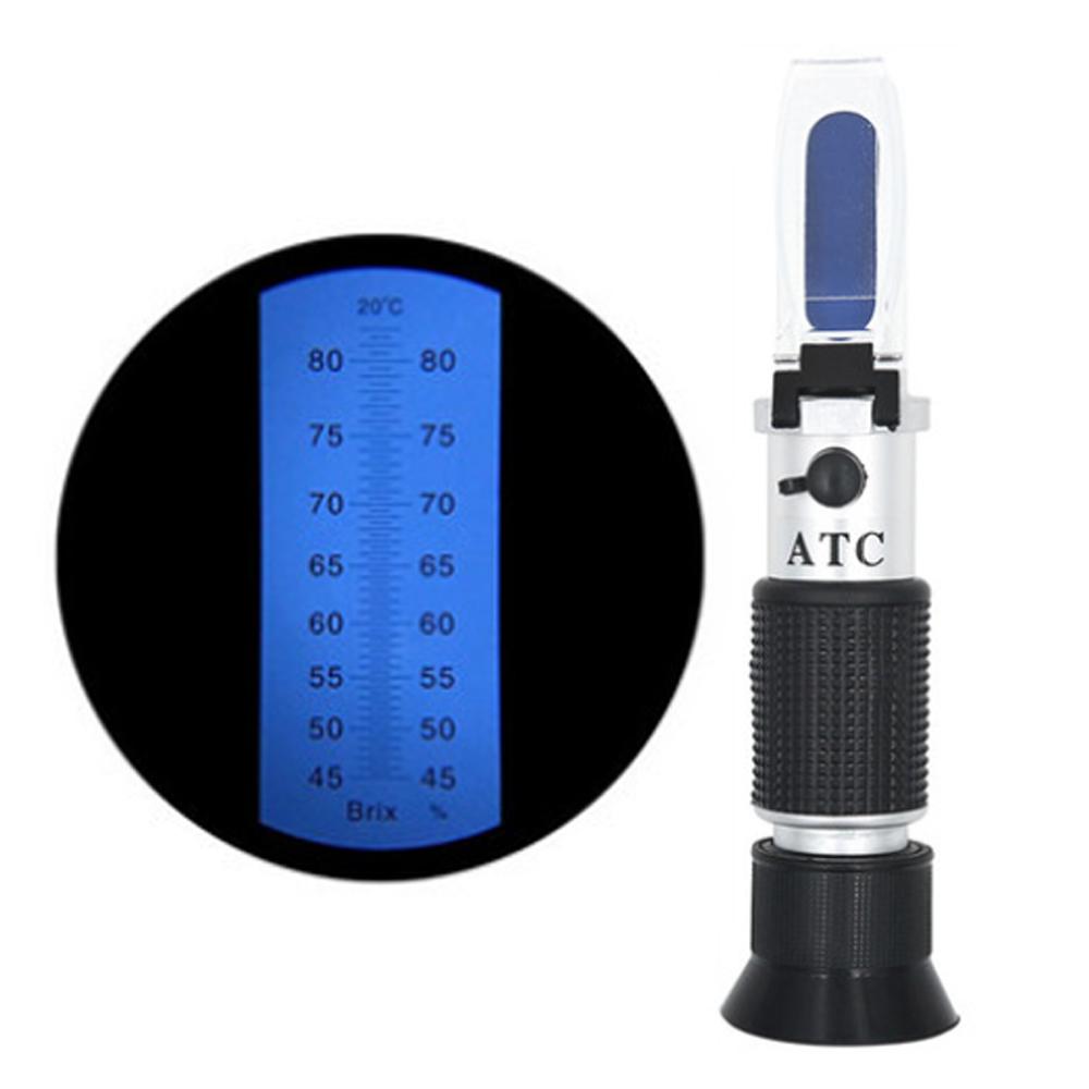 Portable 45-82% Honey Refractometer Sugar Brix Bee Refractometer Beekeeping Tester ATC Minimum Division 0.5% Brix Sugar Meter