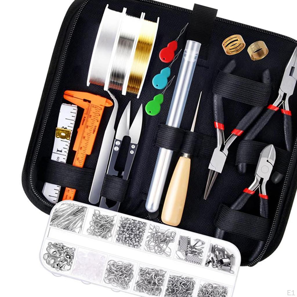 Jewelry Making Tools Set, Findings with Zipper Storage Case for Crafting and