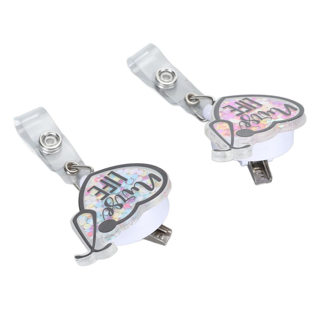 2Pcs Retractable Nurse Badge Reel Cute Funny Lightweight Durable Acrylic Nurse ID Badge Reel Holder