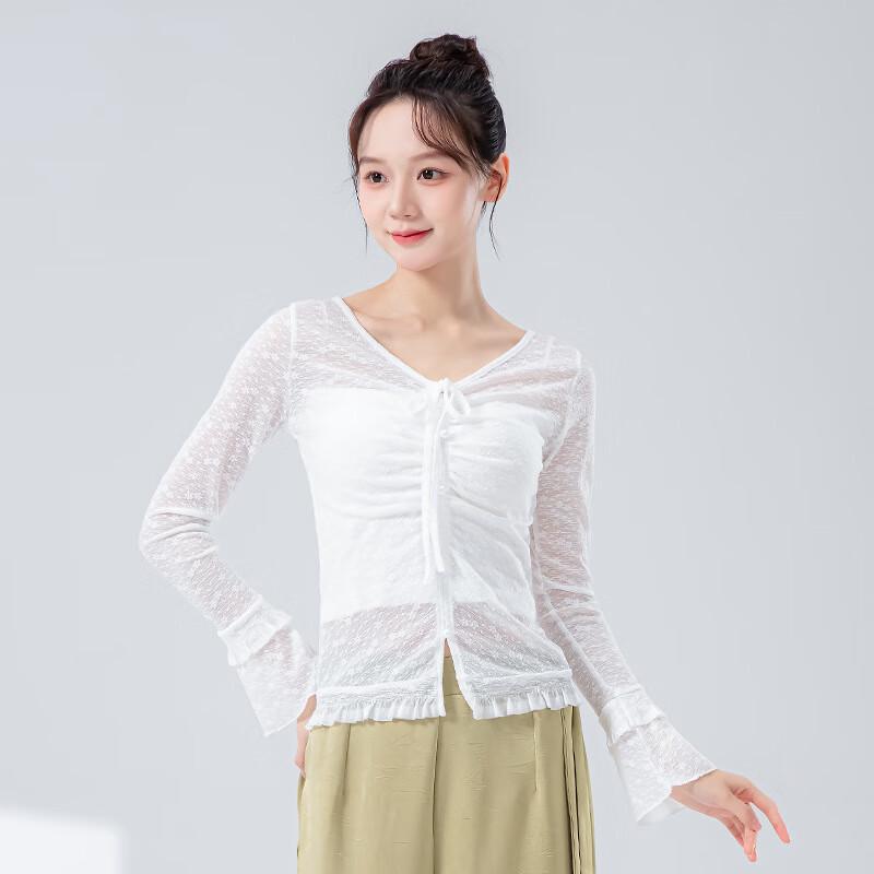 WEZHO Classical Dance Long-Sleeve Flowy Gauze Top