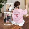 Girls Summer Korean Loose Short Sleeve T Shirt Dress With Back Bow Tie Medium Long Length Kids Clothing