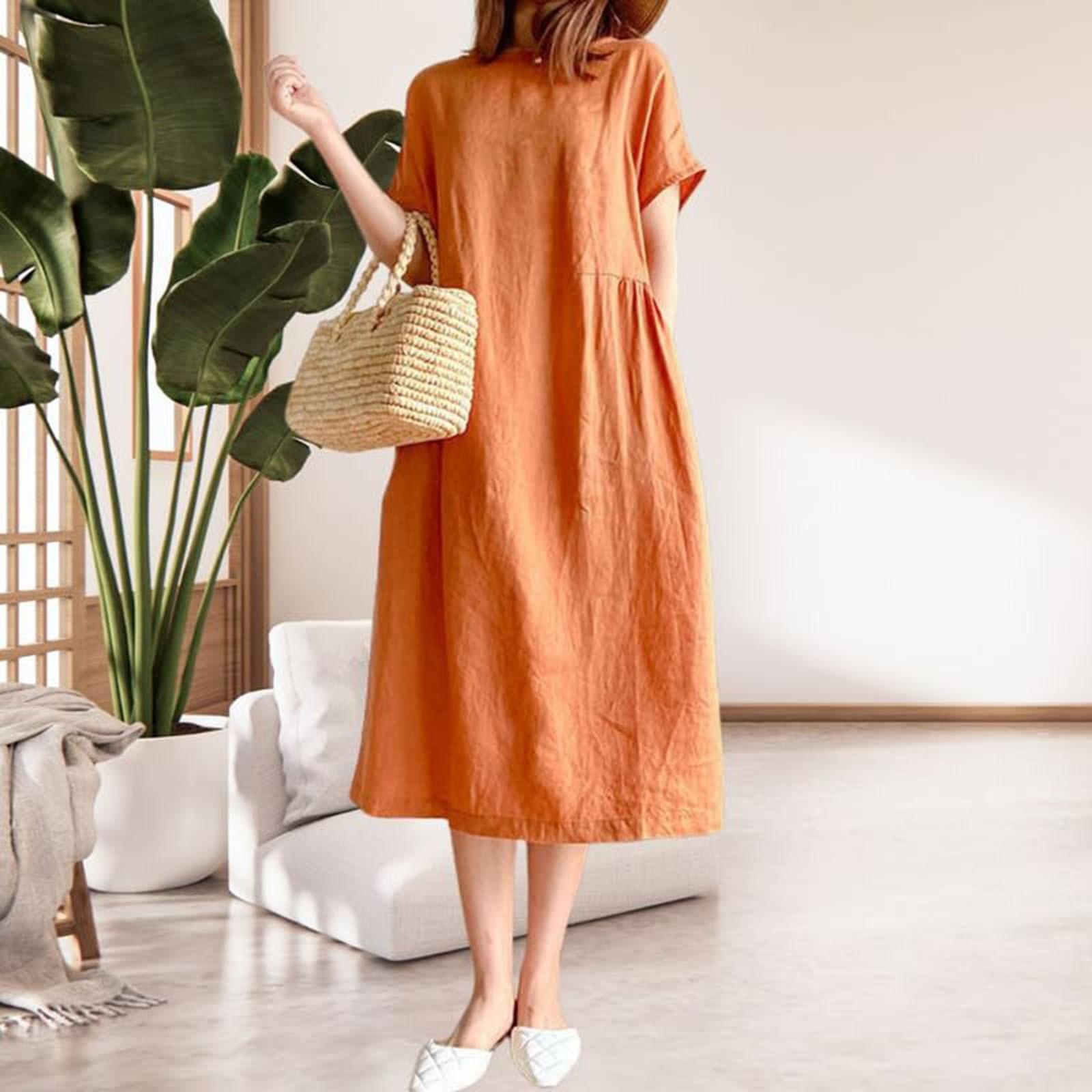 

Модна жіноча однотонна сукня великих розмірів, вільна довга спідниця XXXXL шафрановий