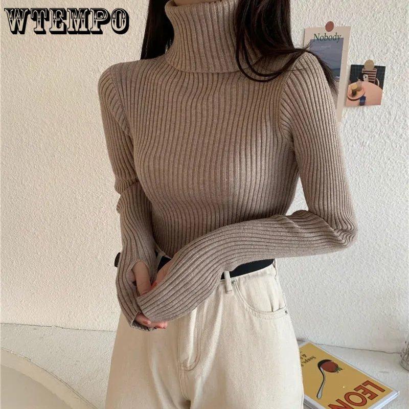 Open Finger Sweater Women's Turtleneck Skinny Jumper Winter Long Sleeve Thermal Pullover Soft Knit Top Versatile Fashion Pull