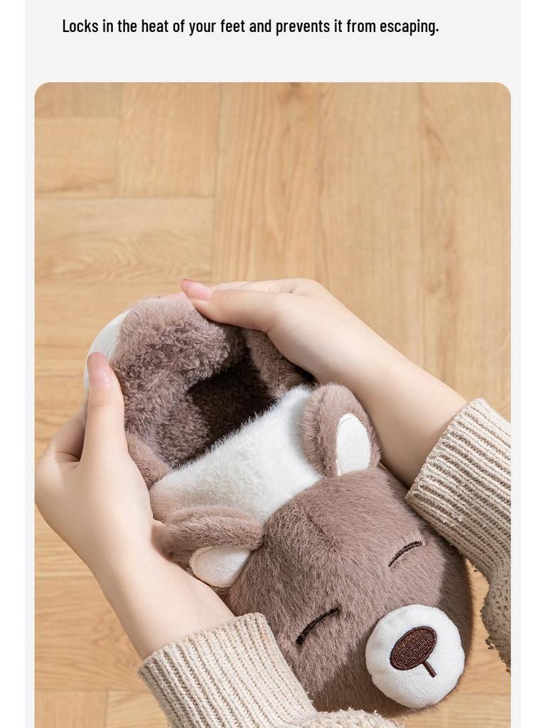 Men's and Women's Winter 2024 Thick-Soled Plush Cotton Slippers - Furry, Cozy, Postpartum Warm Shoes