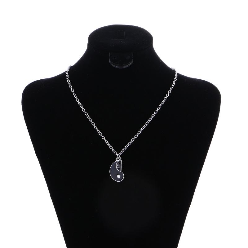 Stylish Black and White Bagua Best Friends Alloy Couple Necklace N156