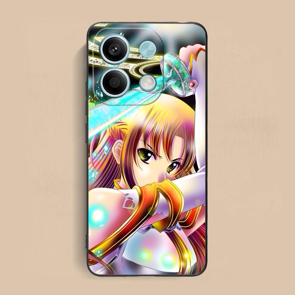 Sword Art Online Asuna Handyhülle für Xiaomi Redmi Note 14 13 12 11 10 9 S A Pro Plus Lite 5G Schwarze Abdeckung Handys Smartphone