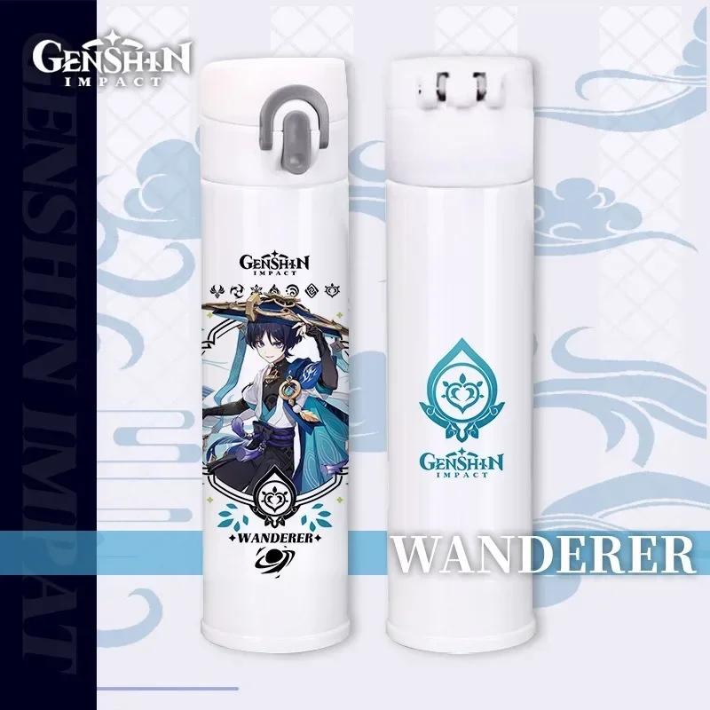Genshin Thermos Cup Bottles Zhongli Beelzebul Genshin Impact Insulated Bottles Anime Coffee Water Cup Mug Vacuum Thermos Flask