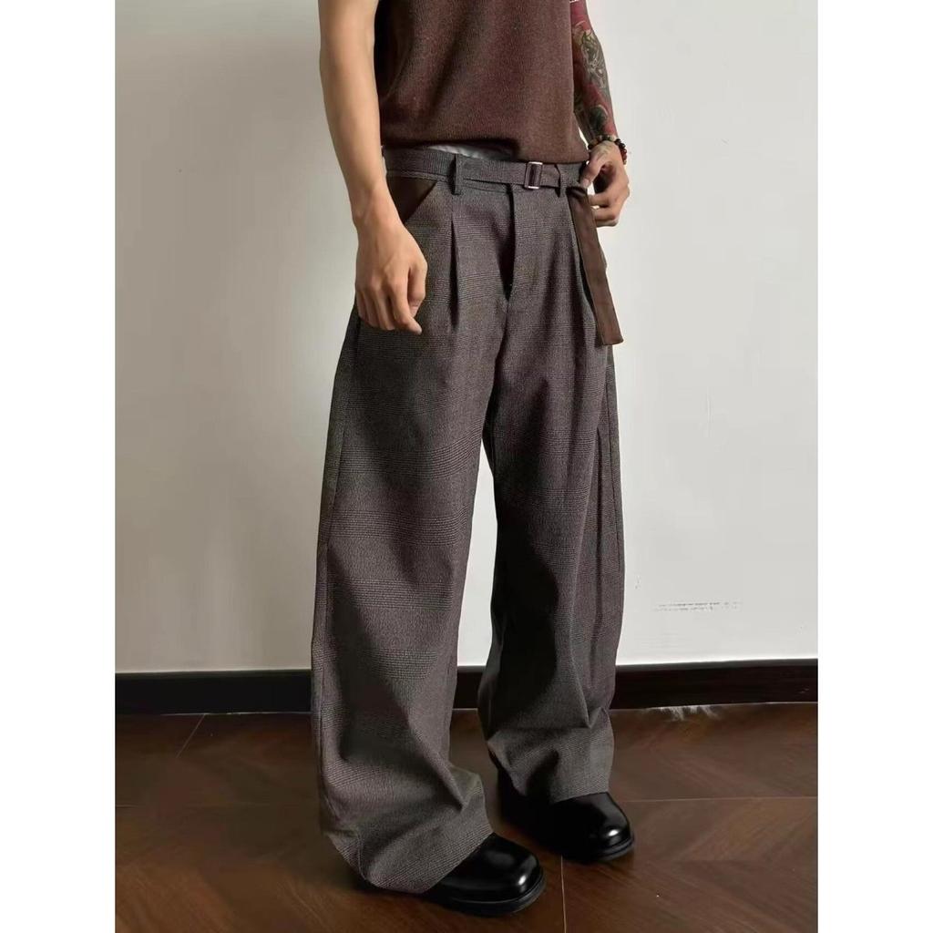 Autumn New Trousers Men's American Trendy Brand Loose Straight Semi-elastic Retro Long Silhouette Old Money Wind Long Pants Trendy