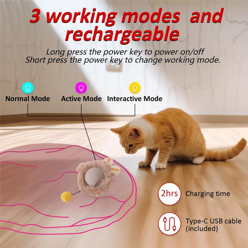 Cat Interactive Toys Ball Cover Set Fast Rolling In Pouch Hide and Seek Kitten Toy Motion Activated Interactive Cat Toy Indoor