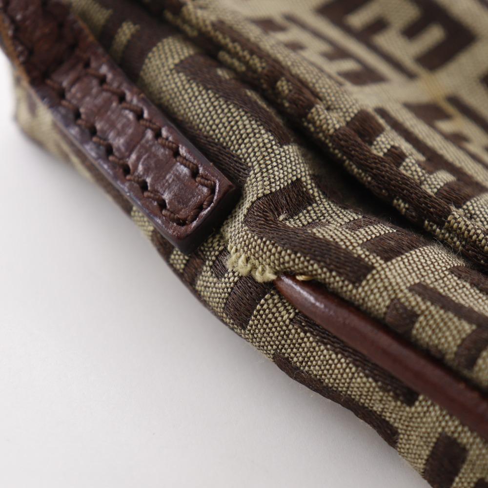 Fendi Zucchino Shoulder Bag Brown Nylon Canvas Women Used