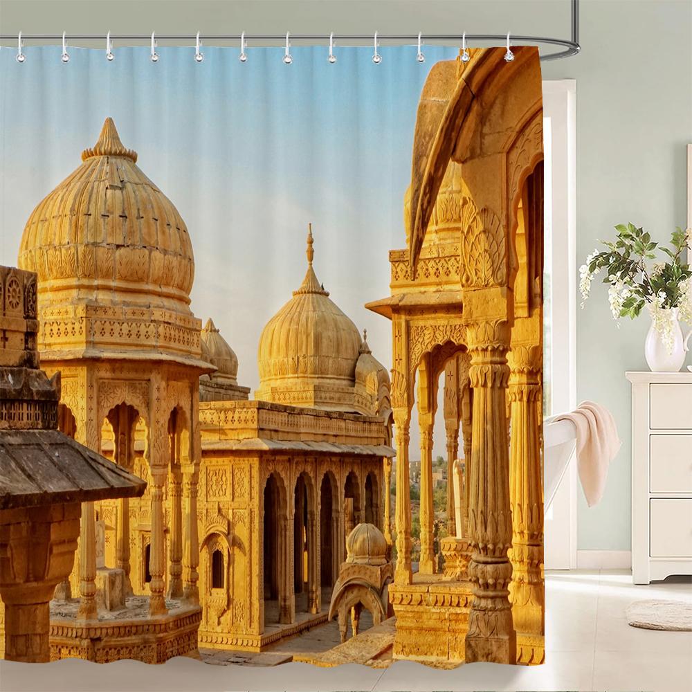 Ancient Egypt Pyramid Scenery Printed Shower Curtain With Hooks Decor Polyester Waterproof Bathroom Curtain 3D Shower Curtains