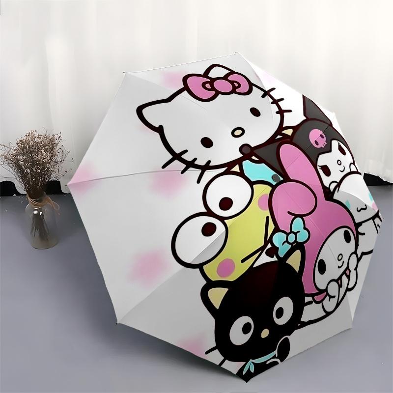 1pc Hello Kitty Automatic Opening/Closing Umbrella with Foldable Design, 8-Bone Iron Frame Outdoor Umbrella - Perfect Gift for Fans, Travelers, Everyd