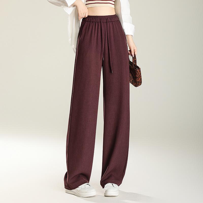 

Элегантные женские брюки в корейском стиле с эластичной талией - Коллекция Весна 2025, Узкие и широкие повседневные длинные брюки 30 сливовый/фиолетовый