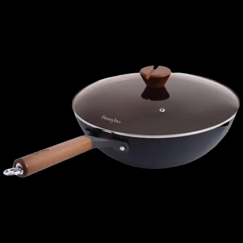 FINSYBO Nitrided Iron Wok with Spatula Set
