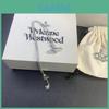 High-end Empress Dowager Rivet Deep Blue Diamond Saturn Necklace For Women Unique Design By Vivian Diamond-shaped Lock Collar With Pearls