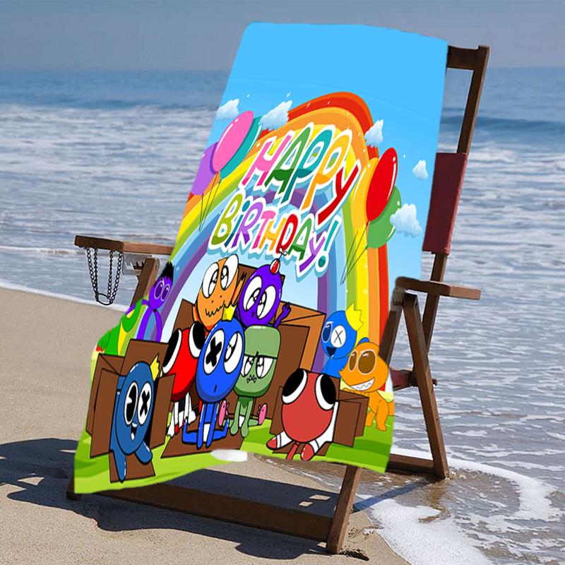 Proof Beach Towel with a Rainbow Friends1 Pattern - Soft,absorbent,quick-drying,machine Washable - Perfect for Swimming,camping,bathing
