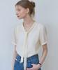 OURHOPE Tencel Scarf Tie Half-Sleeve Blouse - Cream