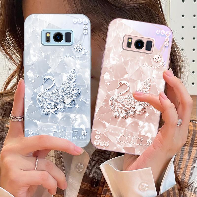 A Twinkling Little Pearl For Samsung S25 S25 Edge S25Ultra S8 9 S10 20 U Ltra S21 Pro 22 Plus S23 FE S24 Ultra Glass Phone Case