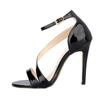 Newest Women Sandals 11cm Open Toe Ankle Straps High Heels Patent Leather Wedding Pumps Women Shoes 102-8PA
