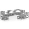 9 Piece Garden Lounge Set Grey Solid Pine Wood