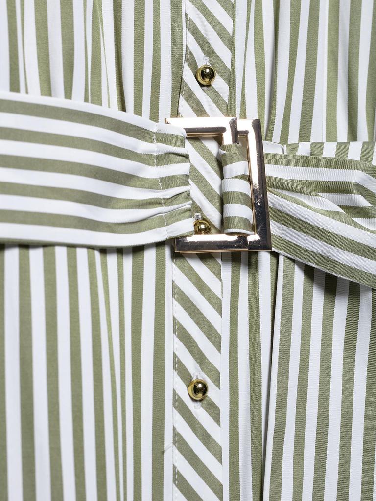 2025 Spring Women's European & American Striped Belted Midi Dress