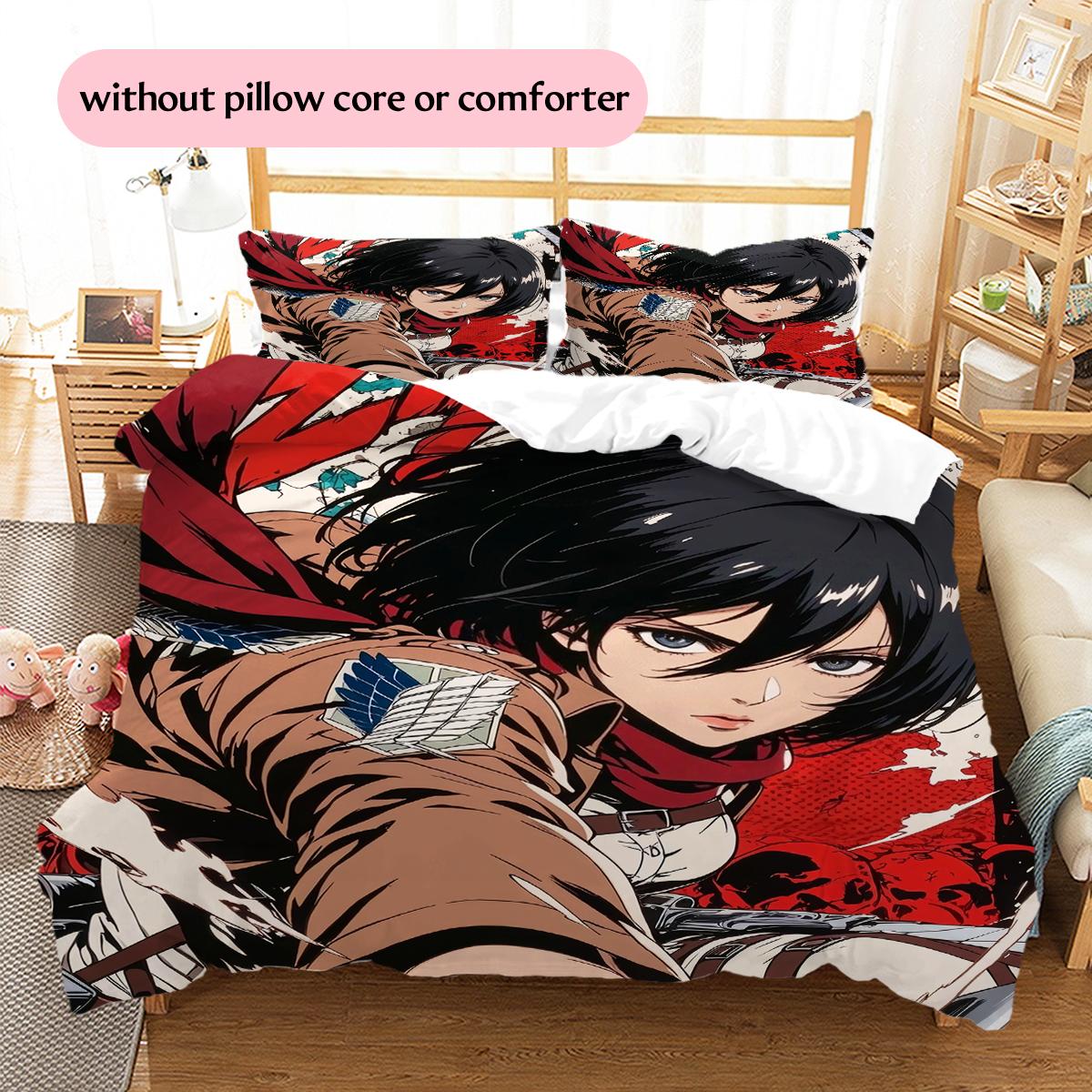

Titan CharactersPattern Bedding Quilt Set Home Decoration Gift (1 * duvet cover + 2 * pillowcase without core) 135x200cm