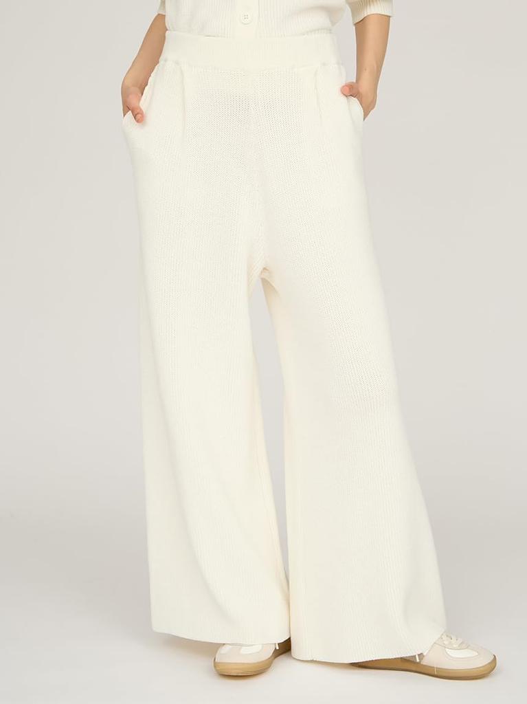 Emi Ribbed Easy Tuck 13WNP254072OWHT1 Pants,