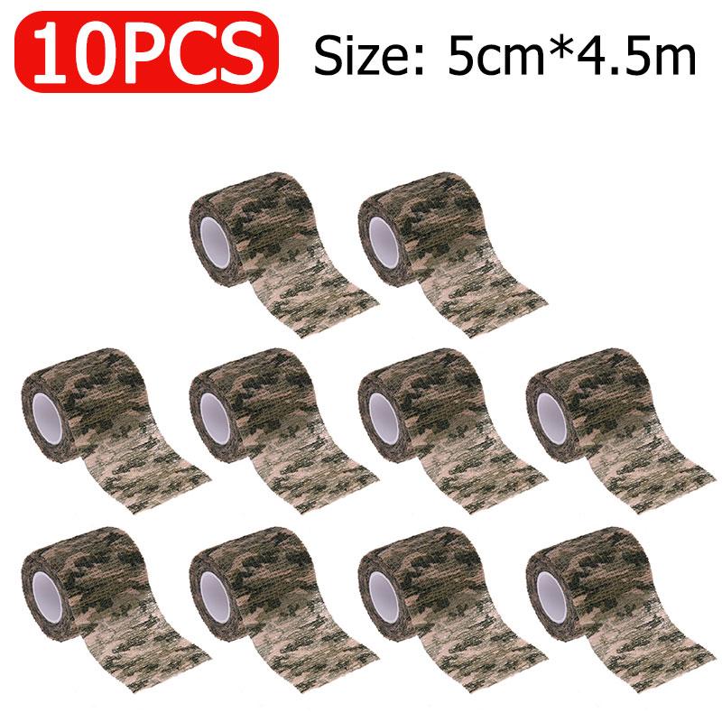 5-20pcs Outdoor Hunting Camouflage Blind Tape Self-adhesive Elastic Bandage Waterproof Wraps Tactical Non-woven Protective