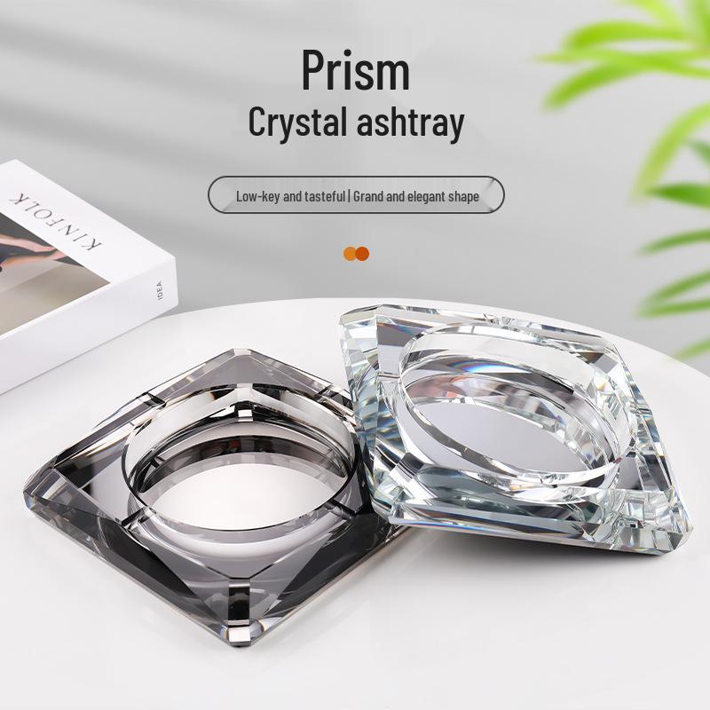 Premium Crystal Ashtray for Home and Office with Custom Logo Engraving - Elegant Gift for Living Rooms, KTV, and Corporate Settings