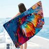 Colorful Butterfly Beach Towel, Oil Painting Style Butterfly Print Oversized Bath Towel, Dry Artistic Summer Beach Blanket