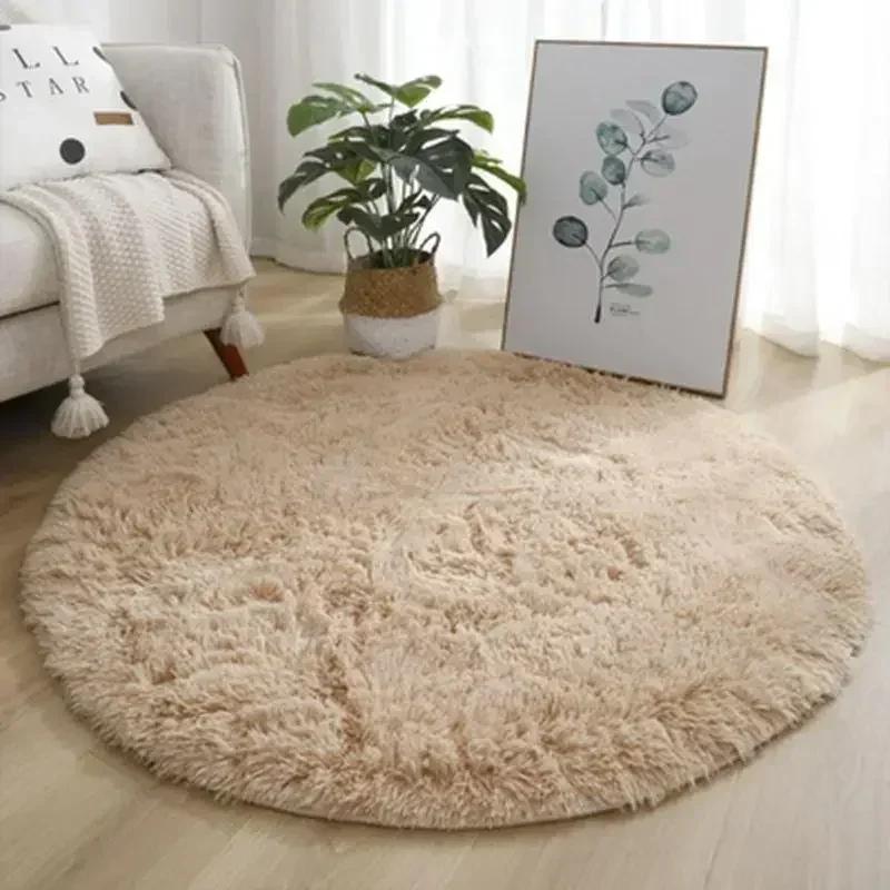 1PC Round Rug Small Fluffy Carpet for Bedroom Shaggy Circular Rug Cute Room Decoration for Bedroom Kids Room Nursery Room