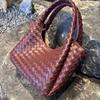26 New leather women's bags sheepskin cross-border simple fashion tote bag nappa sheepskin retro woven single udj