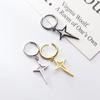 New Creative Silver Color Cross Earrings for Women Cute Hollow Four-pointed Star Stainless Steel Dangle Earrings Fashion Jewelry