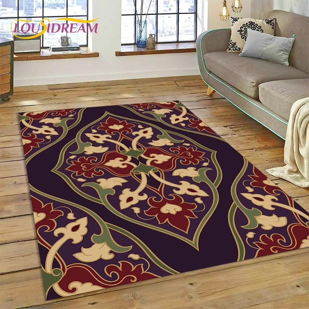 3D Turkey Persian Bohemian Mandala Flower Koberec do ložnice Obývací pokoj Domácí Dekorace na pohovku,Děti Large Decor Floor Mat