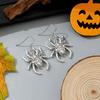 Halloween Fashion Sliver Color Hollowed-out Vampire Bat Pumpkin Skull Spider Web Ghost Dangle Earrings for Women Scary Jewelry