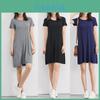 Women's Summer Short Sleeve Casual Sundress Tops Mini T-shirt Dress In Vibrant Modal