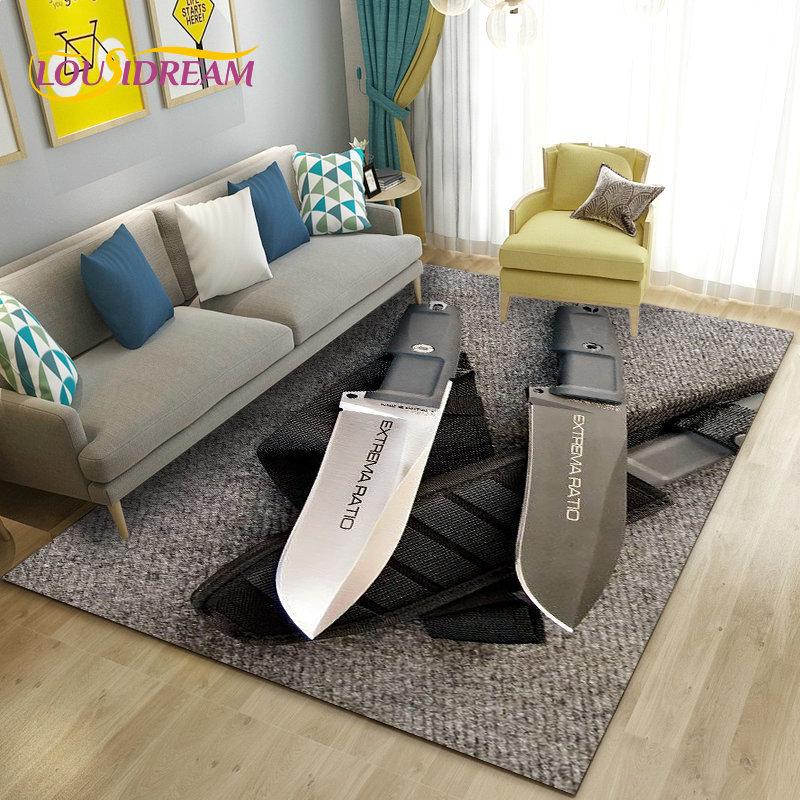 3D Sword Dagger Machete Saber Knife Area Rug,Carpet Rug for Living Room Bedroom Sofa Doormat Decor,Kid Play Non-slip Floor Mat