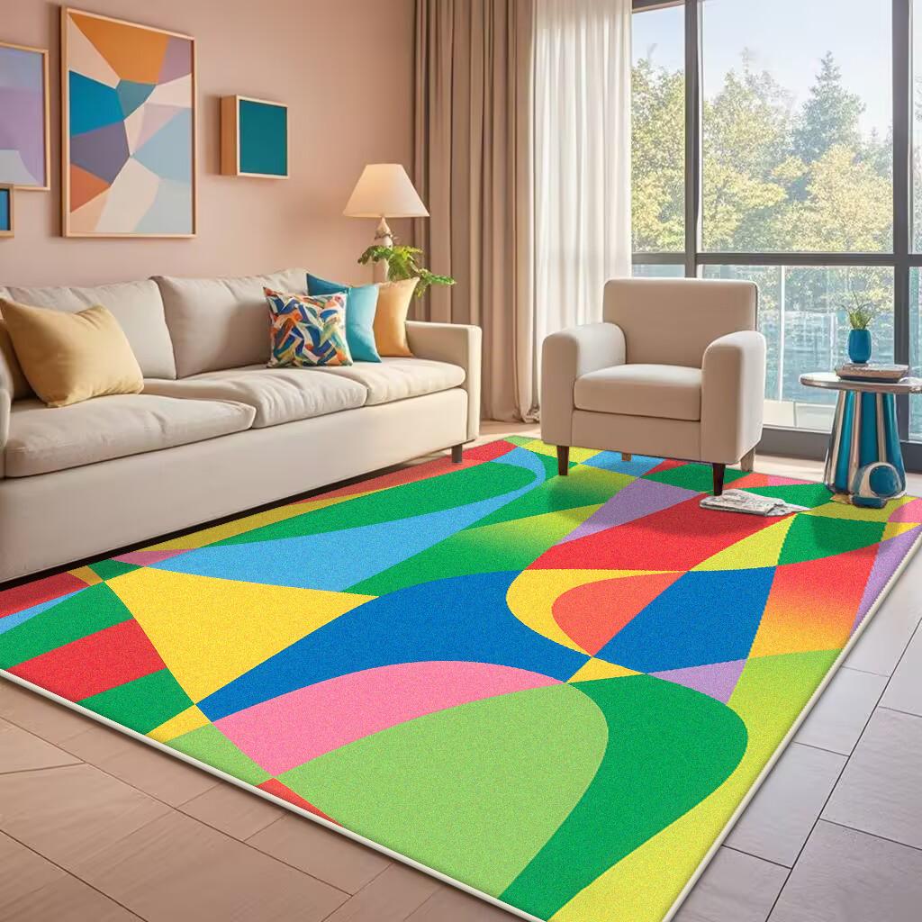 Abstract Color Living Room Carpet Modern Luxury Home Bedroom Bedside Mat Easy To Care Cloakroom Coffee Table Rug Tapis