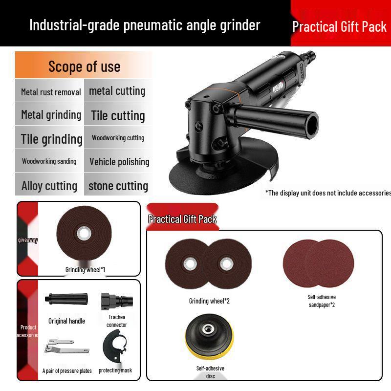 Industrial-Grade Pneumatic Angle Grinder/Polisher: Multi-Function, 4-7 Inch Cutting & Grinding Wheel Machine