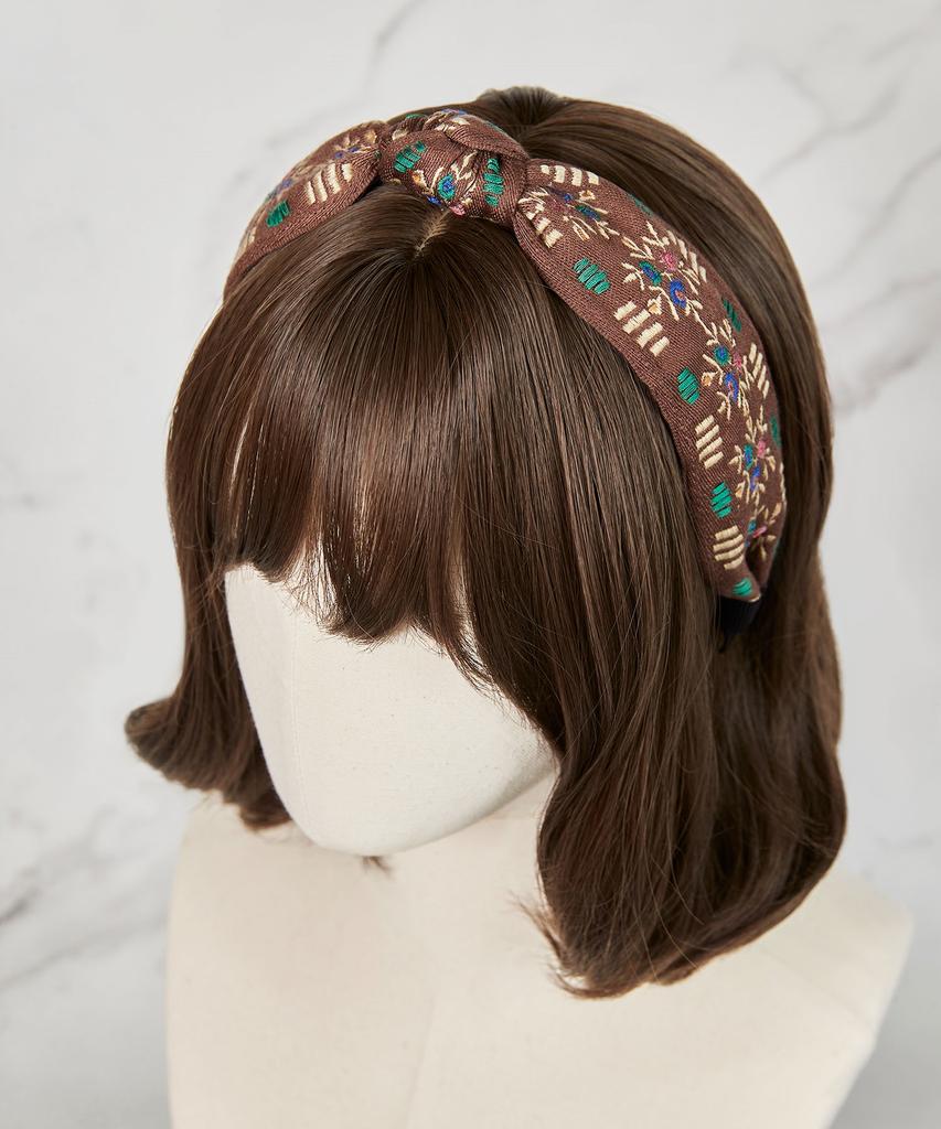 Maia Garden Jacquard Hairband - Knot Type Brown