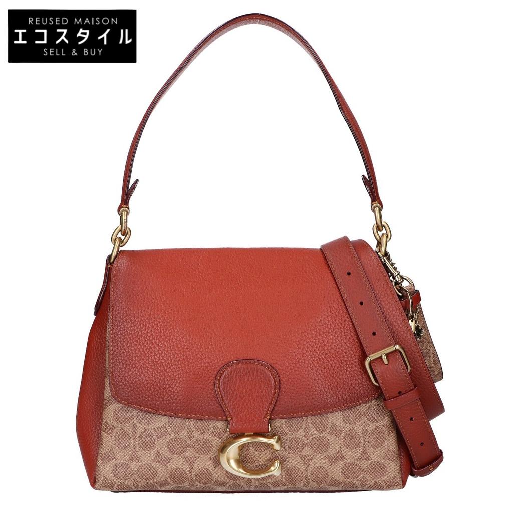 COACH 5229 May Signature Canvas 2WAY Shoulder bag Brown / beigeUsed