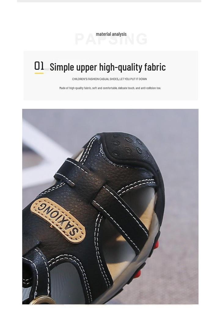 Breathable Boys' Non-slip Closed-toe Sandals for Outdoor Beach - Summer 2026 Primary School Kids with New Soft Sole