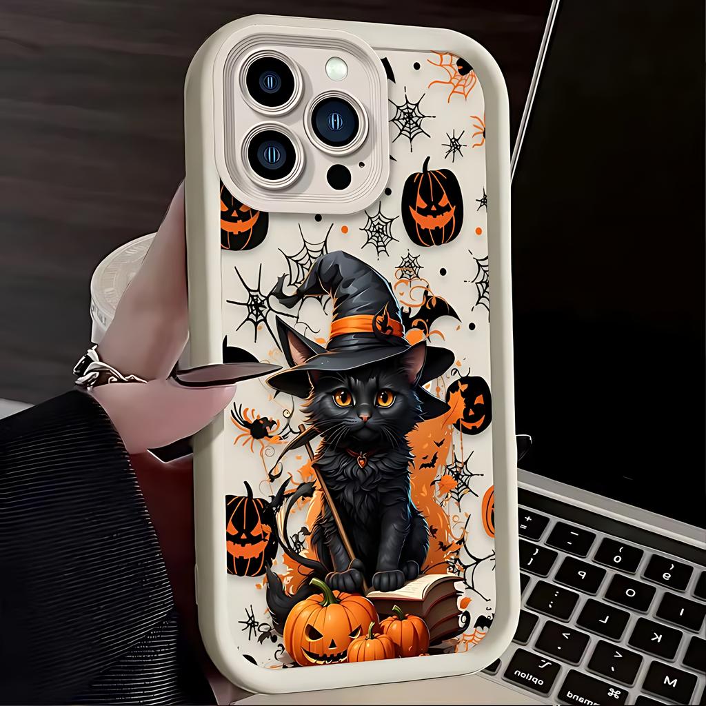 Halloween Black Cat Witch Phone Case for Samsung S26 S25 S24 S23 S22 S21 S20 F06 M16 Note 20 FE Plus Ultra 4G 5G Soft TPU Cover