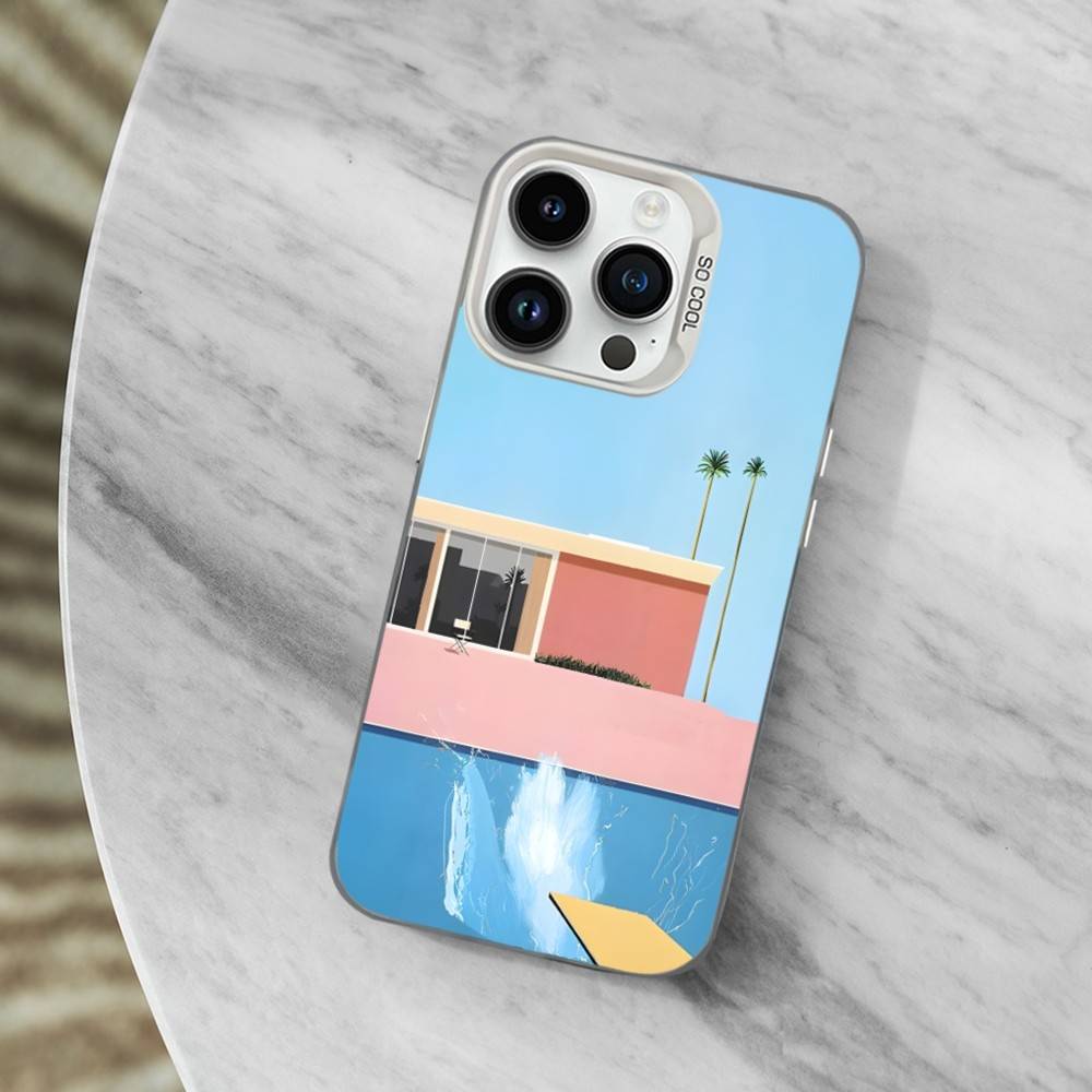 

D-David Art H-Hockney Phone Case For iPhone 13,15,14,16,12,11,Mini,MAXXS,Pro,SE, White Matte Shockproof Cover iPhone13mini
