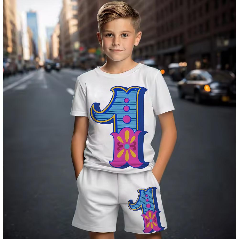 Cartoon Printed Children's Set 3D High Street Daily Casual Clothing Short Sleeved Shorts Fashion New Spring/summer Sportswear