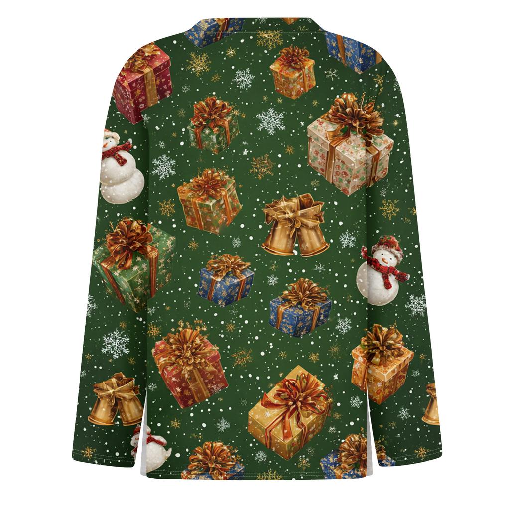 Womens's Fashion Casual Halloween Print V-neck Mid Length Pocket 3/4 Sleeve Top